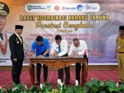 Salurkan BPNT,  Dinsos Teken MOU dengan Karang Taruna dan Bulog