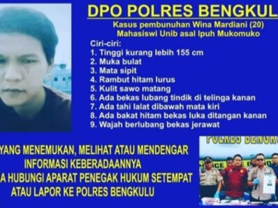 Tersangka Pembunuhan Mahasiswa Unib Wina Mardiani Resmi DPO