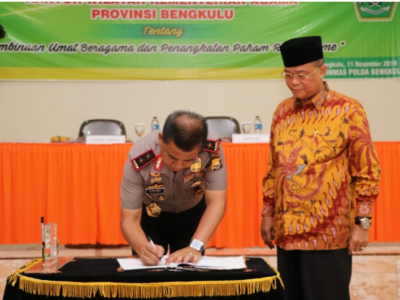 Cegah Radikalisme, Kapolda Bengkulu Teken MoU Bersama Kanwil Kemenag