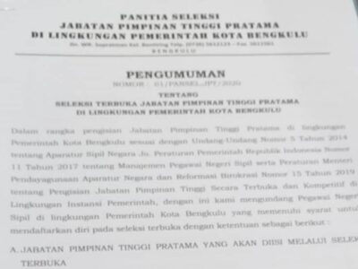 Wilson ke Pansel JPT Pemkot: Ikuti Aturan, Jangan Loloskan Peserta Tak Cukup Syarat