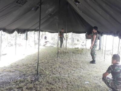 Segera Dimulai, Satgas TMMD Kodim 0105/Abar Kompak Dirikan Tenda