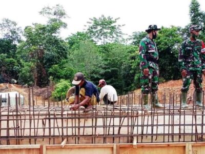 Dansatgas TMMD Kodim 0105/Abar Tinjau Pengerjaan Box Culvert