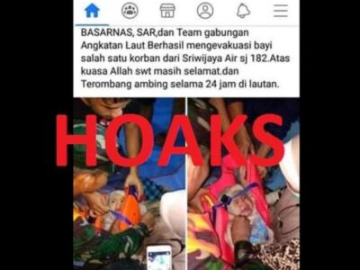 Cek Fakta: Tidak Benar Foto Bayi Selamat pada Insiden Sriwijaya Air SJ 182