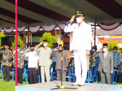 Peringati Hari Jadi Ke 20, Kecamatan Pino Raya Gelar Upacara Bendera