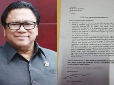 Kemelut Organisasi Berkepanjangan, Oesman Sapta Mundur dari SAS