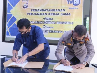 Polda dan TVRI Bengkulu Tandatangani Perjanjian Kerja Sama