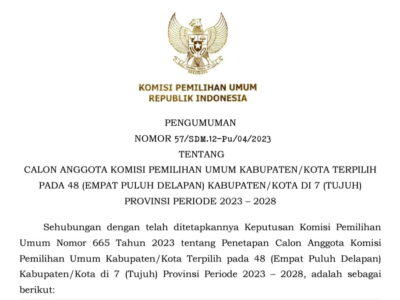 Pengumuman Anggota KPU Kabupaten/Kota di Bengkulu Terpilih