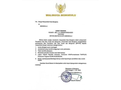 Pemkot Keluarkan SE Gratiskan BPHTB untuk Warga, Catat Kategorinya