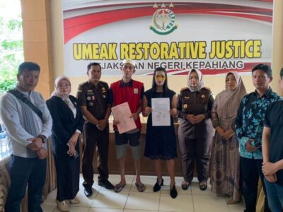 Dua Perkara Diselesaikan Lewat Restorative Justice