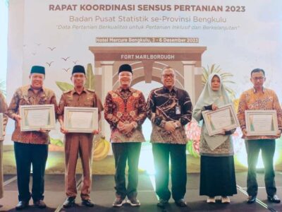Rakor Sensus Pertanian 2023, Pemprov Bengkulu Raih Penghargaan dari BPS