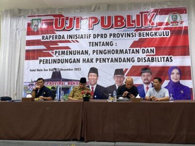 Pemprov Bengkulu Bersama DPRD Gelar Uji Publik Raperda Penyandang Disabilitas