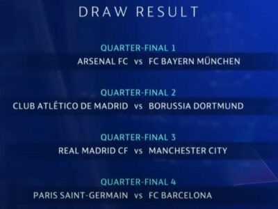 Undian Liga Champions: Real Madrid vs Manchester City, Arsenal vs Bayern Munich