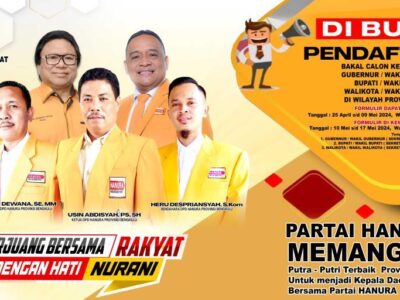 Terbuka untuk Umum, Hanura Bengkulu Buka Pendaftaran Cakada 2024