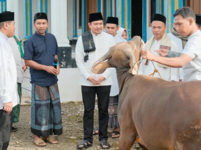 Wabup Arie Laksanakan Sholat Iduladha di Desa Serumbung, Pemda Beri 2 Ekor Sapi