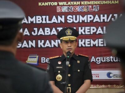 Tekankan Nilai-Nilai Organisasi, Santosa Lantik Pejabat Manajerial Kemenkumham Bengkulu