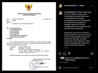 Pakai Kop Kementrian untuk Acara Keluarga, Yandri Langsung Jadi Sorotan